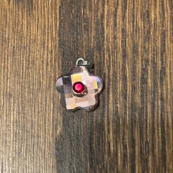 Swarovski Crystal Pink/Red Flower Pendant - Picture 1 of 3